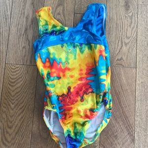 Tie dye Jam Wear gymnastics leotard, size adult L